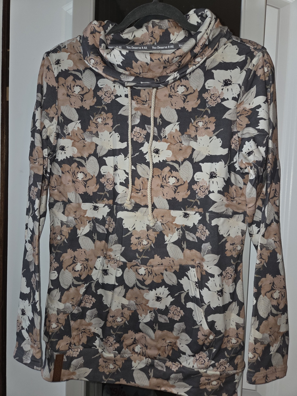 AMPERSAND AVE Floral Cowl Neck Pullover - That's What Love Is